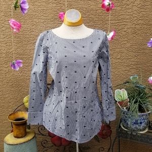 3/$20🌻Talbots petite striped dot blouse black and white large petite